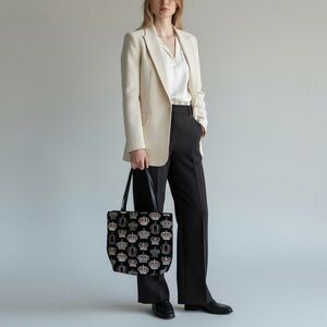 Belly Moden Embroidered Crown Black Tote Bag Made in Germany NWOT